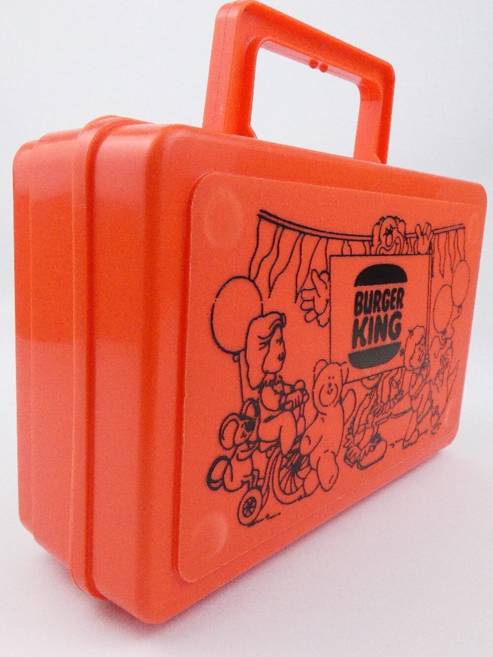 Vintage Burger King Kids Club Case Lunch Box Red Pencil Art Whirley Industries